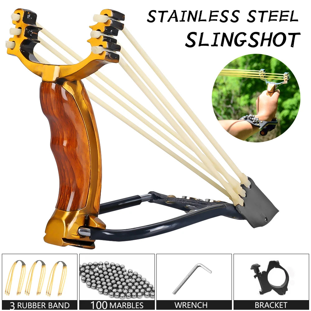 Precision Outdoor Slingshot with Alloy Wooden Handle