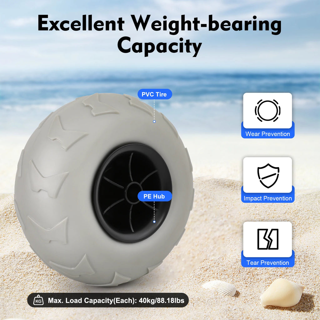 9 inch 2x Beach Cart Wheels Inflatable Wheels Replacement Balloon Beach Tire
