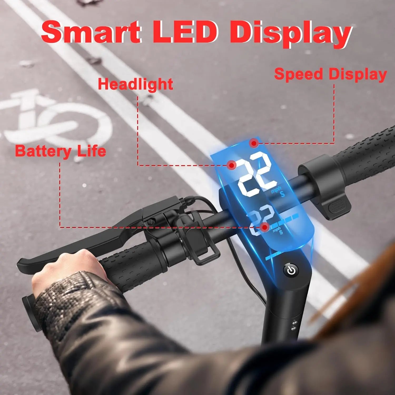 Electric Scooter with 42V 22 Miles Range Dual Braking & Suspension