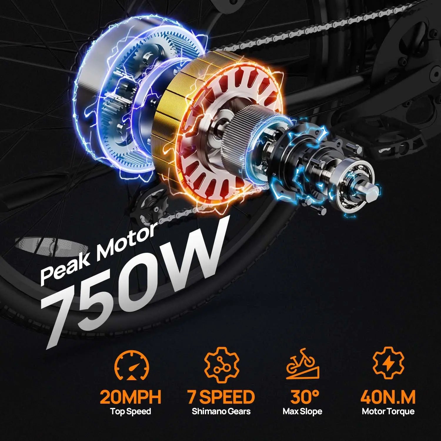 750W Adult Electric Bike | 48V 10.4Ah Battery, UP To 20MPH, 26''X2" Tire, 7-Speeds
