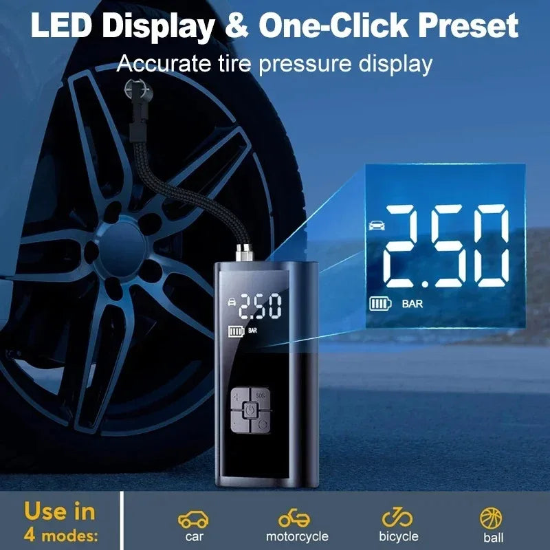 Rechargeable Portable Tire inflator for Cars, Bicycles, Motorcycles, and Balls,