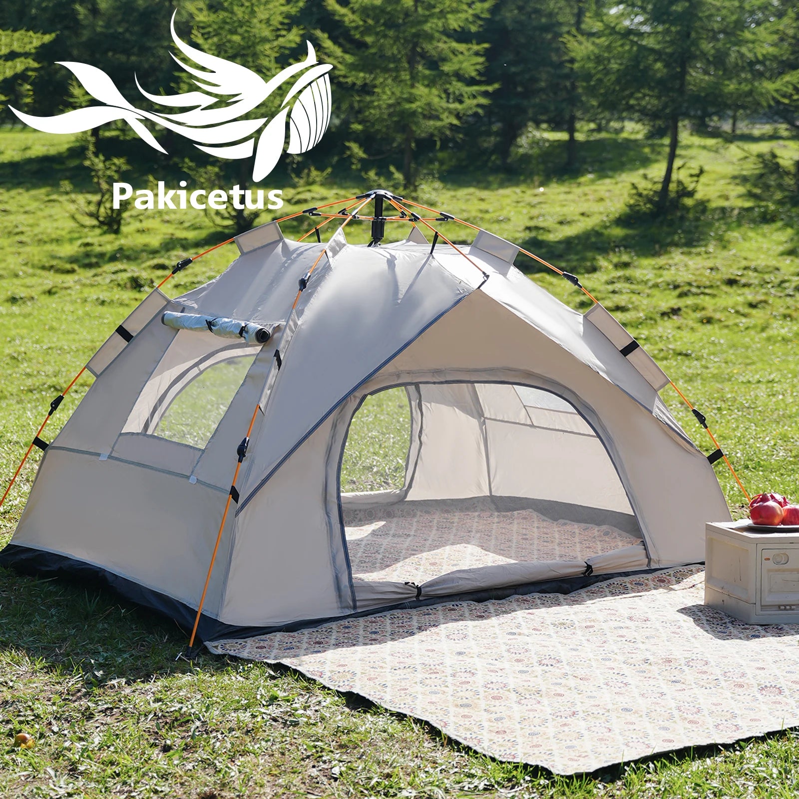 Small Silver Auto-Tent - 60-Second Setup for 3-4 People, All-Weather