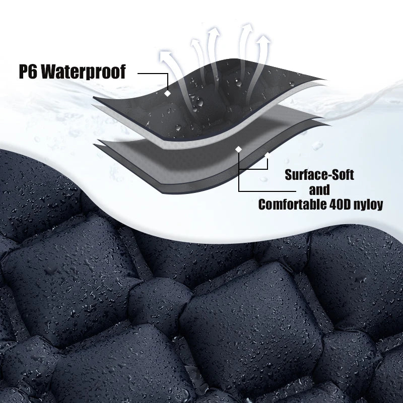 Camping Inflatable Mattress Built-in Pump Ultralight  With Headrest
