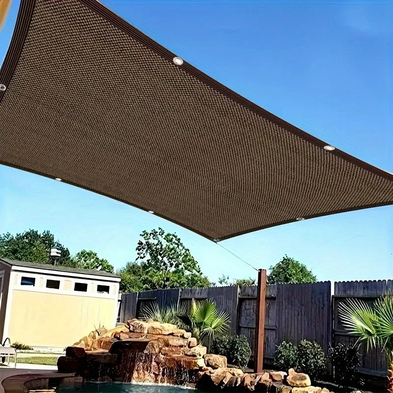 Large-Area Shading Net for Courtyards - Coffee-Colored - Specifically Designed for Large Courtyards, Made of High-Density
