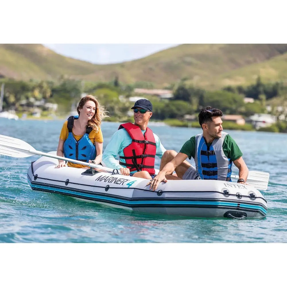 Inflatable Boat Includes Boat Oars and HighOutput Pump SuperTough PVC