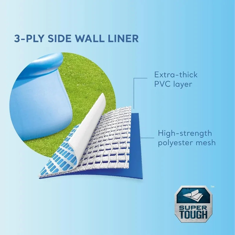 Inflatable Swimming Pool Set: 15ft X 48in Includes 1000 GPH Cartridge Filter Pump Removable Ladder
