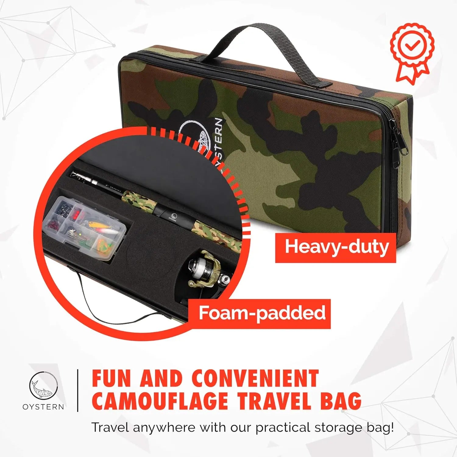 Kids Fishing telescopic rod with Reel, Tackle Bag, and guide.