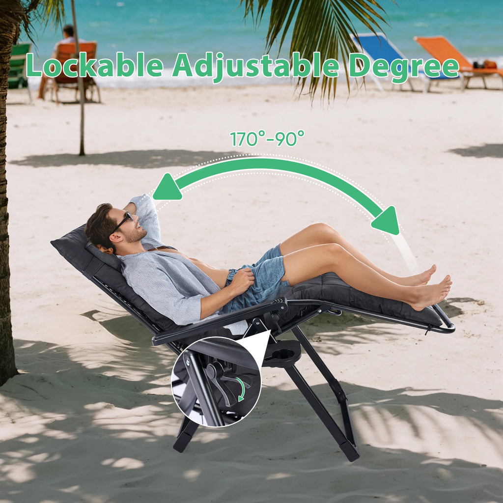 Zero Gravity Recling Patio Lounge Chair Folding Portable
