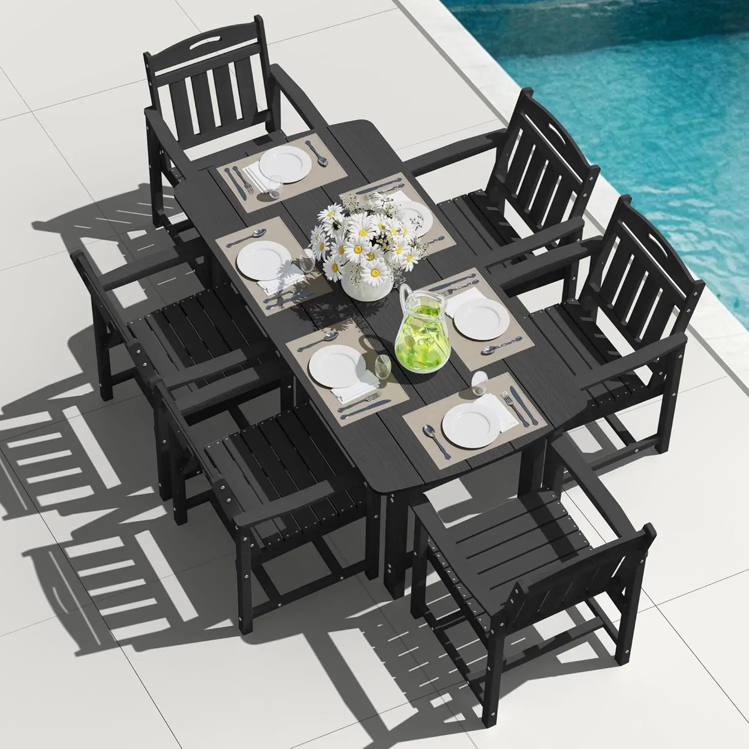 Outdoor Patio Dining Set with Table & 6 Chairs, All-Weather