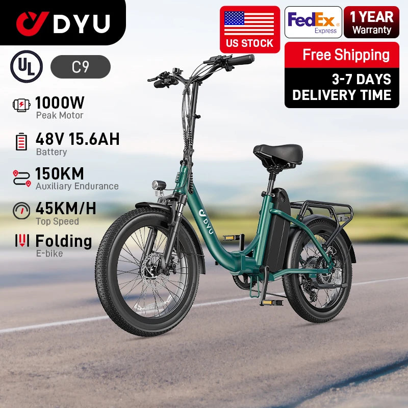 Folding 1000W Motor 48V15.6AH Lithium Battery Hydraulic Brake 20*3.0 Inch Fat Tire