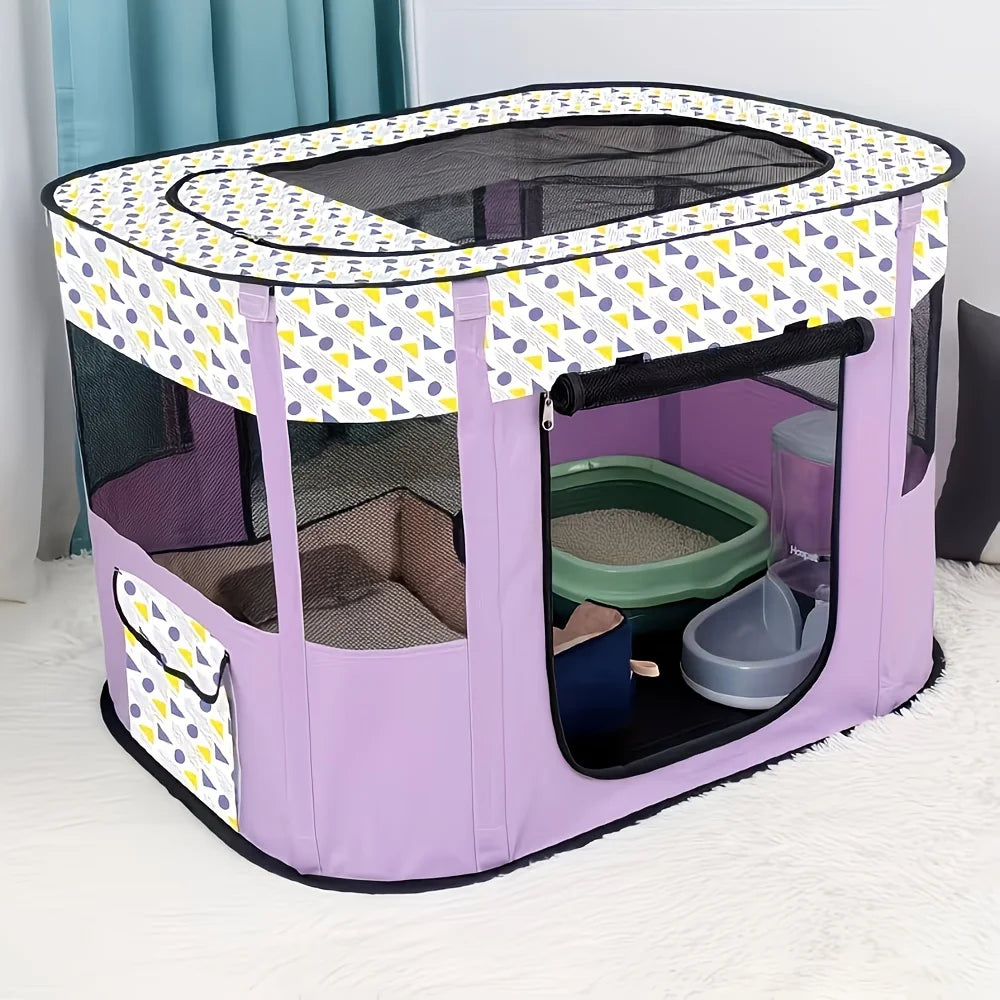 Fashionable Foldable Rectangular Pet Cage (M/XL) for Dogs & Cats, Pet House & Playpen, Portable Tent Fence for Puppies & Kittens