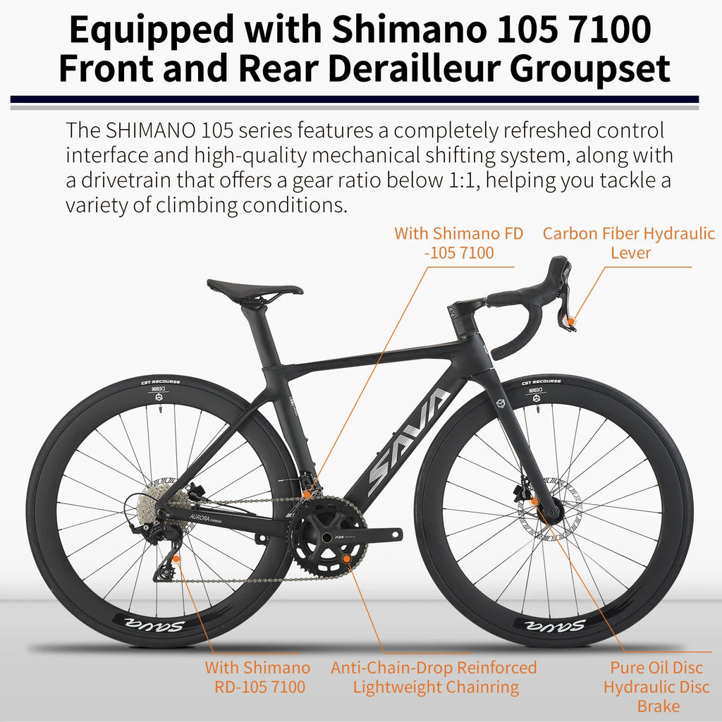 US Warehouse PRO Carbon Fiber Road Bike with Shimano R7100 24-Speed Components and Hydraulic Brakes Adult Racing