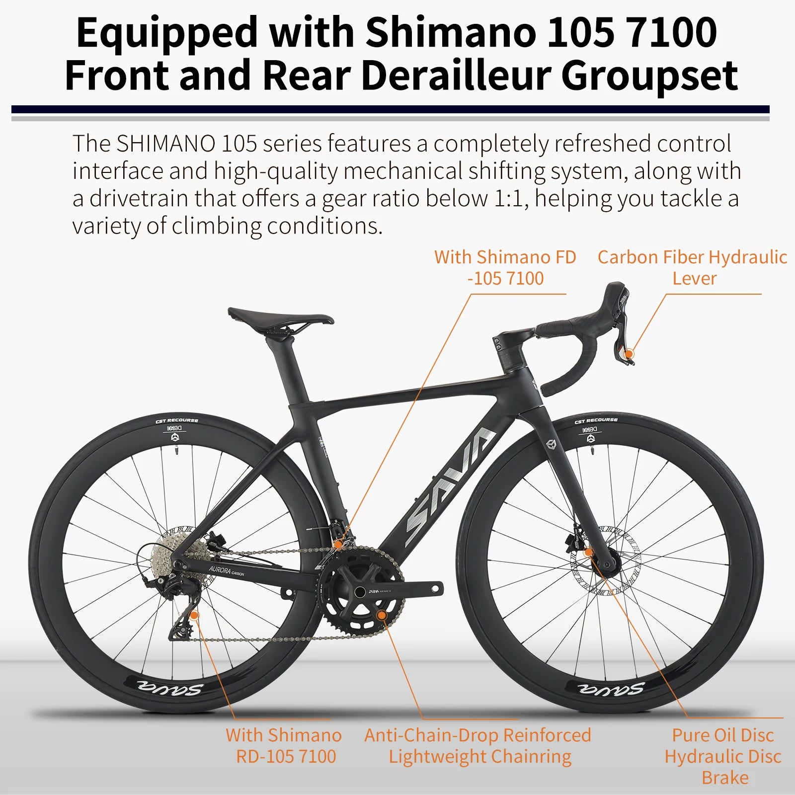 US Warehouse PRO Carbon Fiber Road Bike with Shimano R7100 24-Speed Components and Hydraulic Brakes Adult Racing