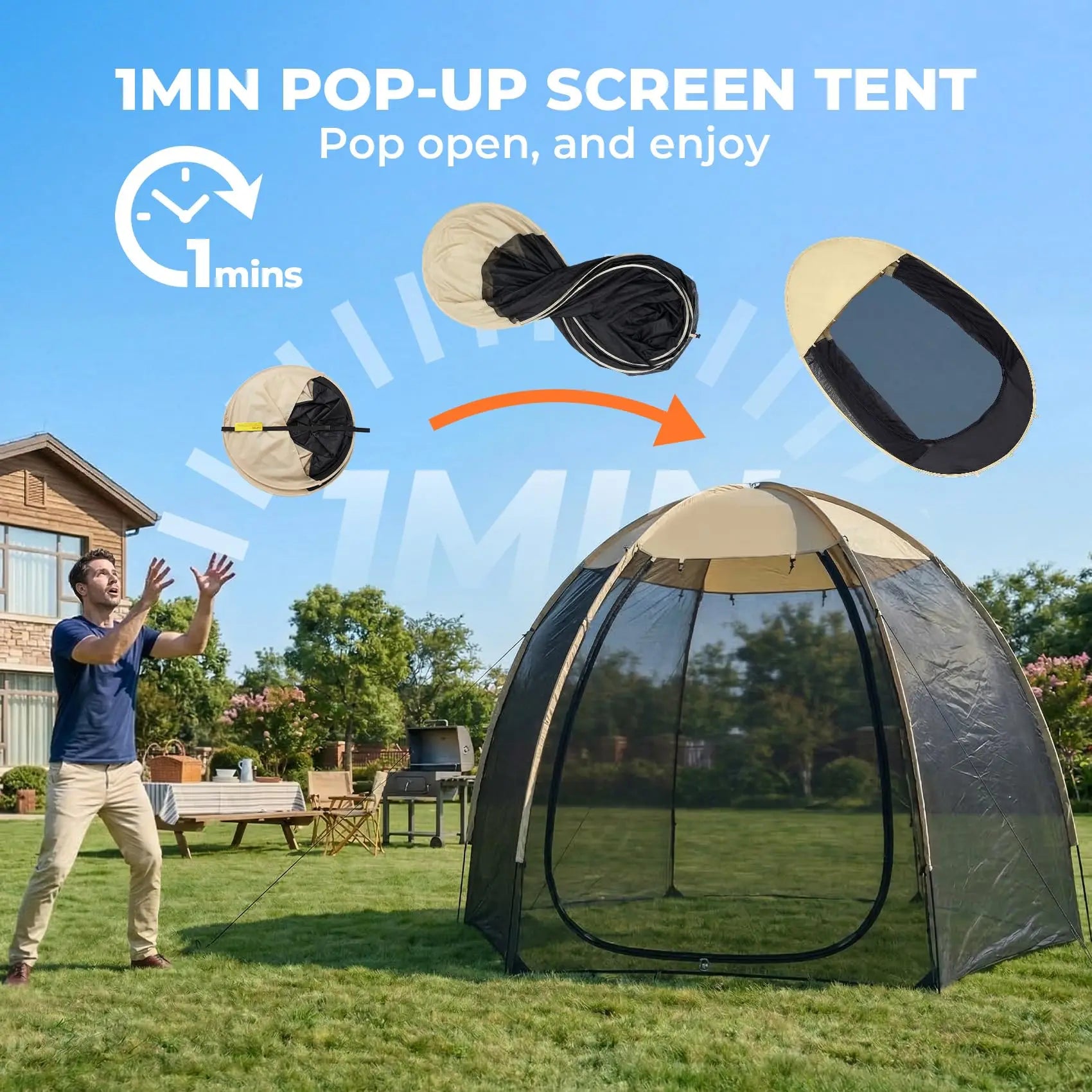 Pop Up Screen House Tent 10x10 Ft