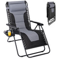 JHK Oversized Zero Gravity Cotton Padded Reclining Chair Foldable Lounge Chair with Adjustable Pillow Cup Holder For Patio