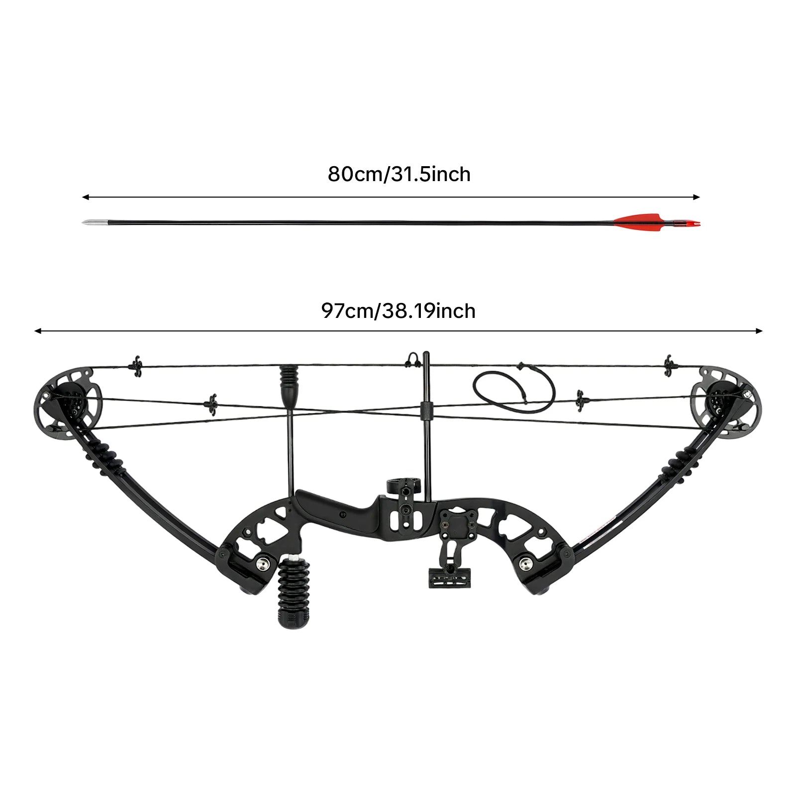 Compound Bow Arrow Set 30-55lb Adjustable Draw Length 24-29.5" w/12 Arrows