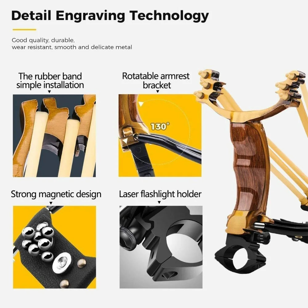 Precision Outdoor Slingshot with Alloy Wooden Handle