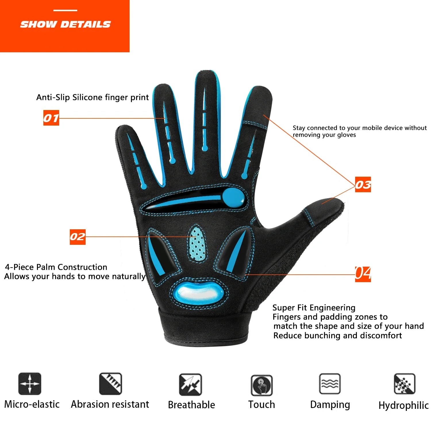 Motocross Bicycle Racing Gloves Breathable Non-slip Touch Screen for Men and Women