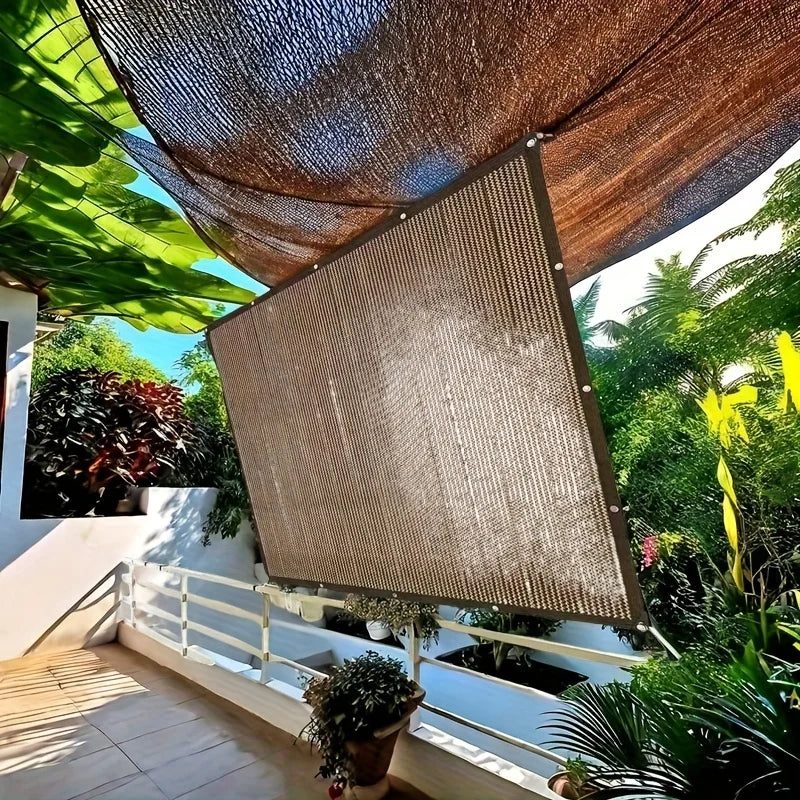 Large-Area Shading Net for Courtyards - Coffee-Colored - Specifically Designed for Large Courtyards, Made of High-Density