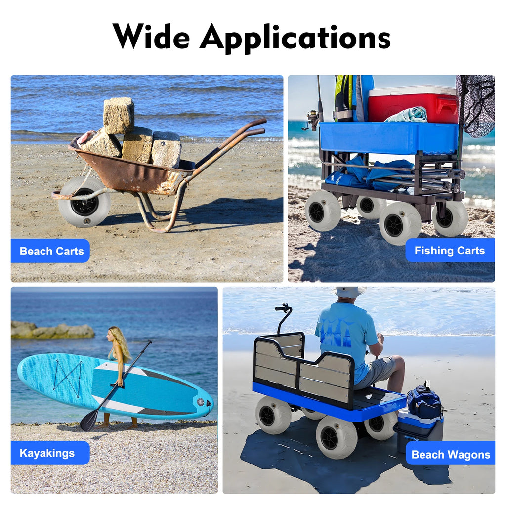 9 inch 2x Beach Cart Wheels Inflatable Wheels Replacement Balloon Beach Tire