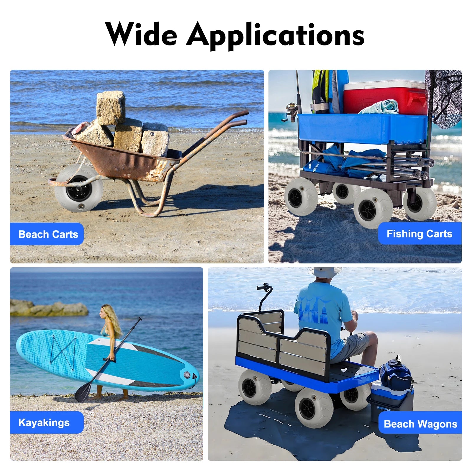 9 inch 2x Beach Cart Wheels Inflatable Wheels Replacement Balloon Beach Tire