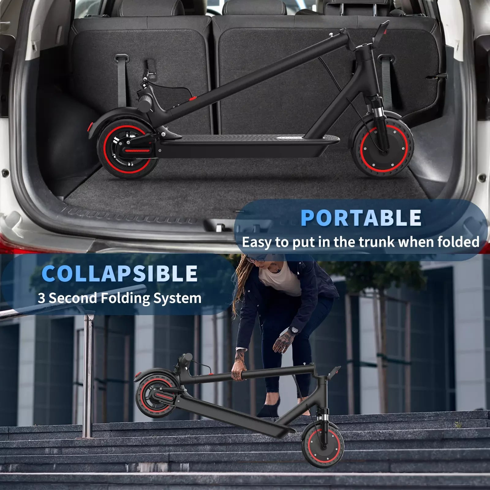 8.5'' Electric Scooter 350W 19mph Speed Dual Suspension 19miles