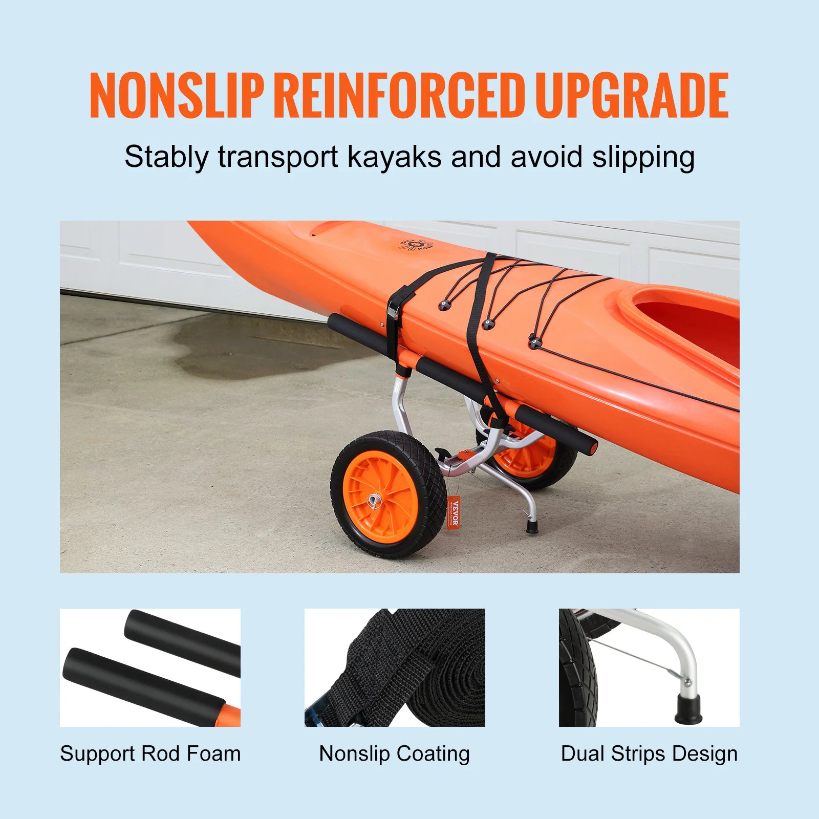 450lbs Kayak Cart with 12'' Solid Tire Adjustable Width