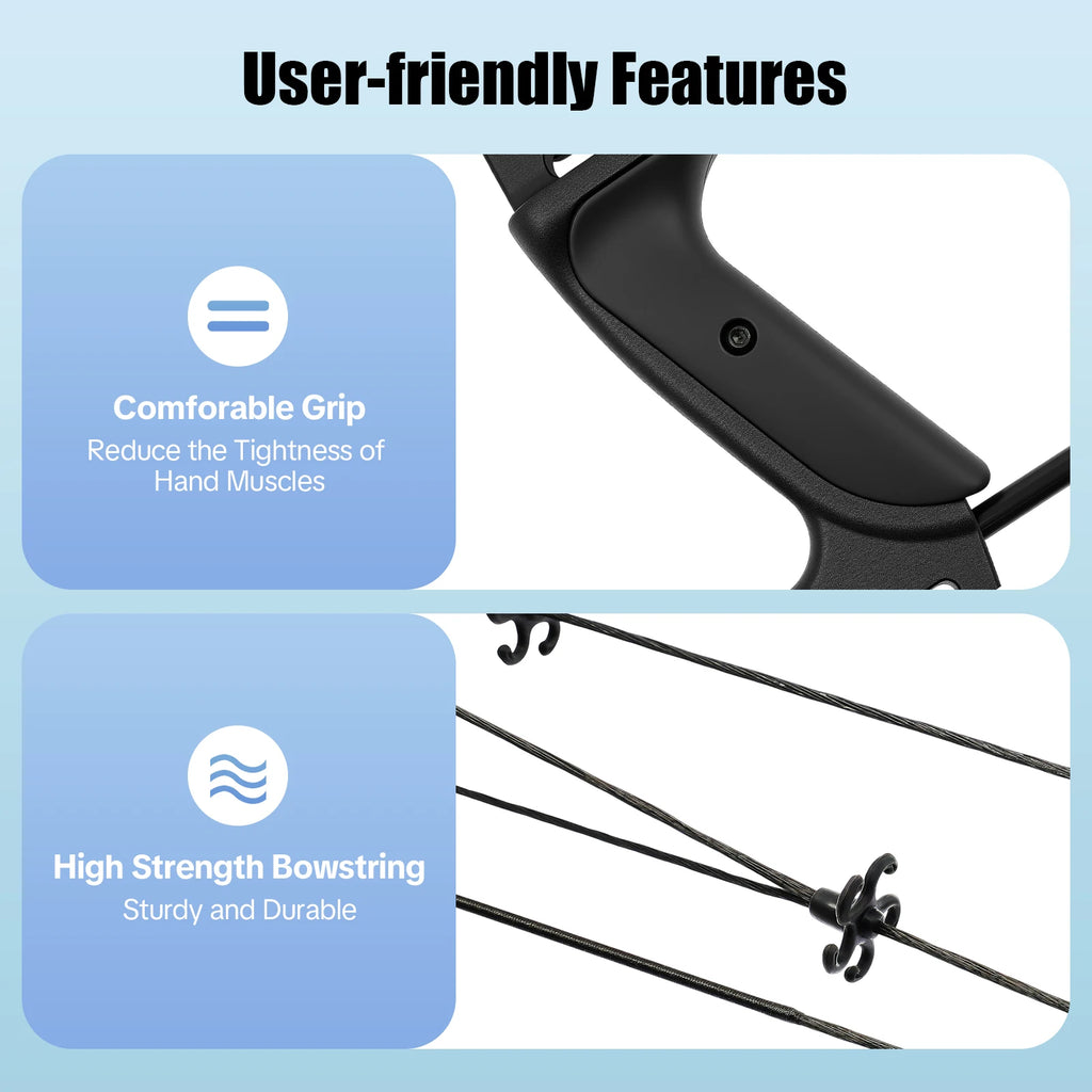 Compound Bow Arrow Set 30-55lb Adjustable Draw Length 24-29.5" w/12 Arrows