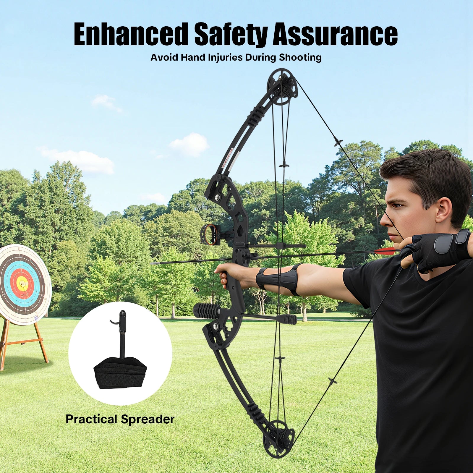 Compound Bow Arrow Set 30-55lb Adjustable Draw Length 24-29.5" w/12 Arrows