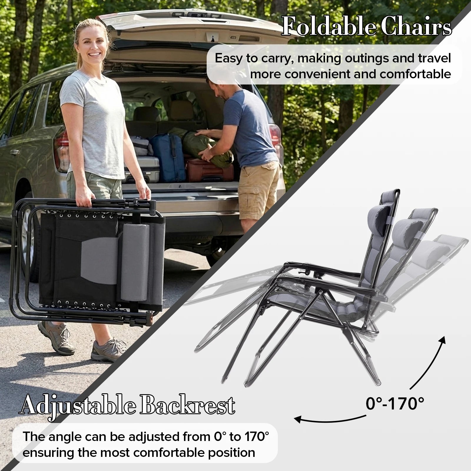 JHK Oversized Zero Gravity Cotton Padded Reclining Chair Foldable Lounge Chair with Adjustable Pillow Cup Holder For Patio