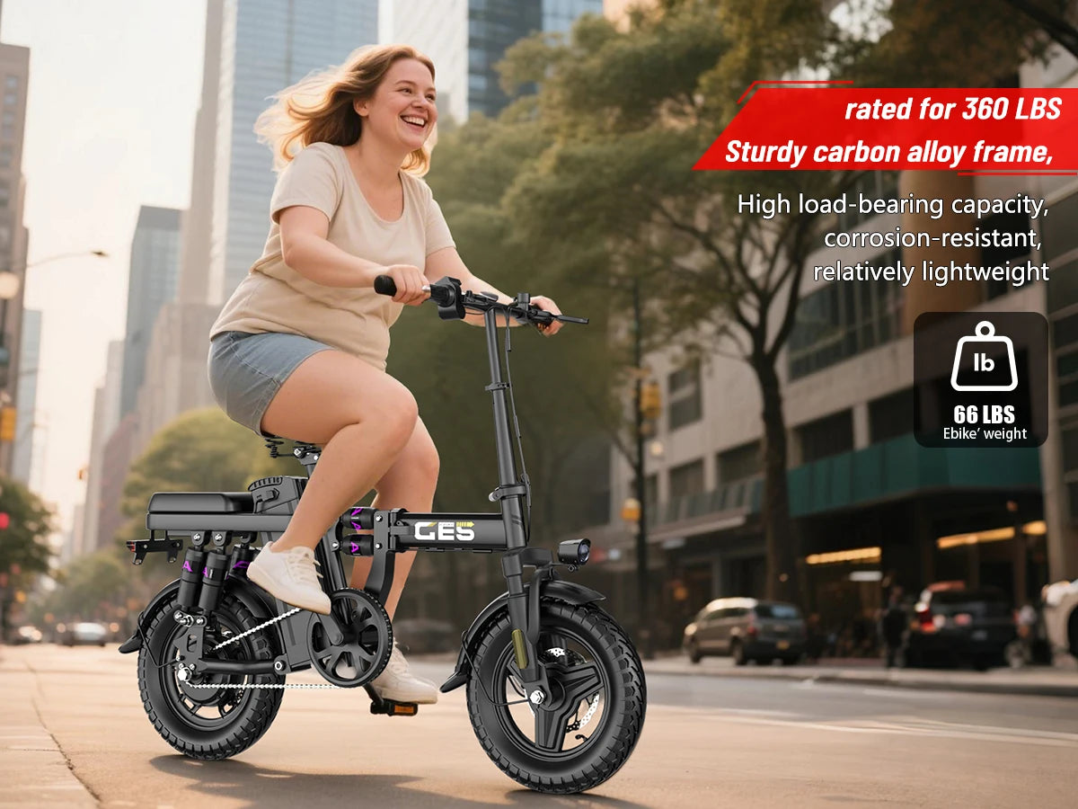 Folding Adult 500 Watt Electric Bike with 48V 15AH Removable Battery
