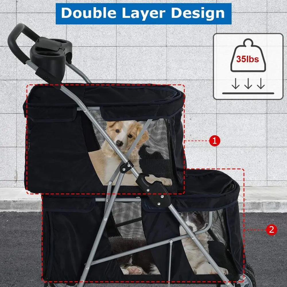 Folding Stroller for Small Medium Dogs Cats
