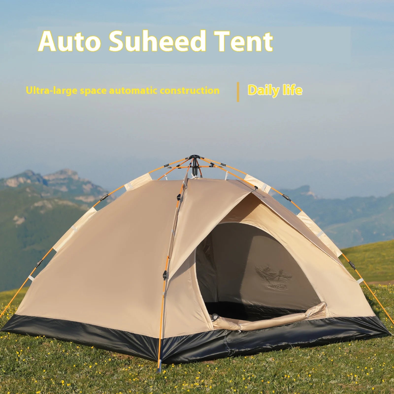 Instant Golden Tent - Portable 3-4 Person Sun & Rain Shelter