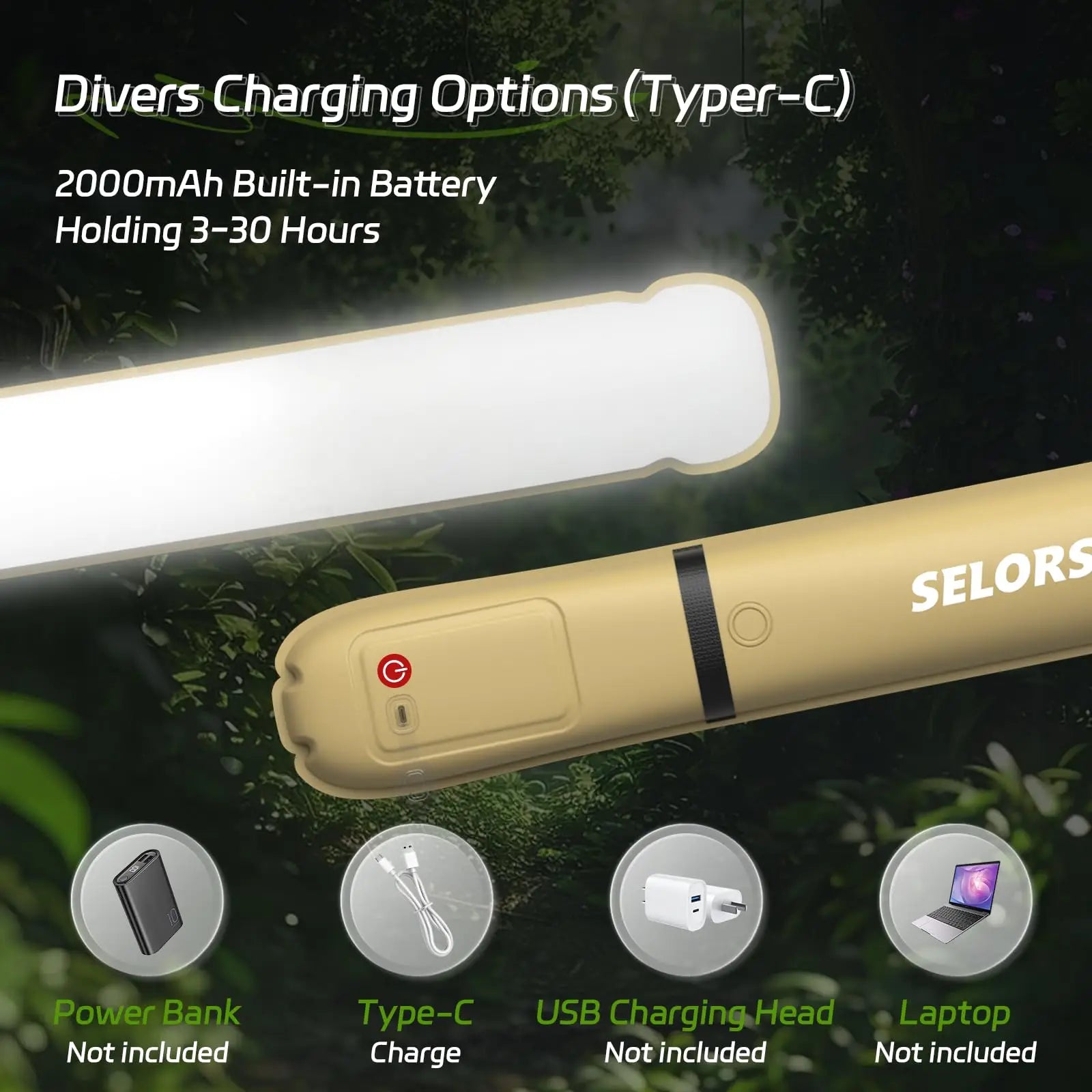 Rechargeable Portable Waterproof 2000 mAh Tent or work light