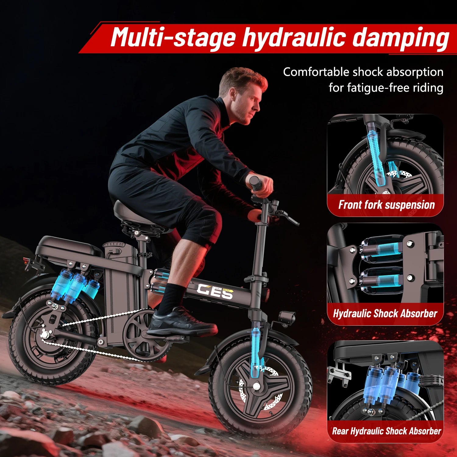 Folding Adult 500 Watt Electric Bike with 48V 15AH Removable Battery