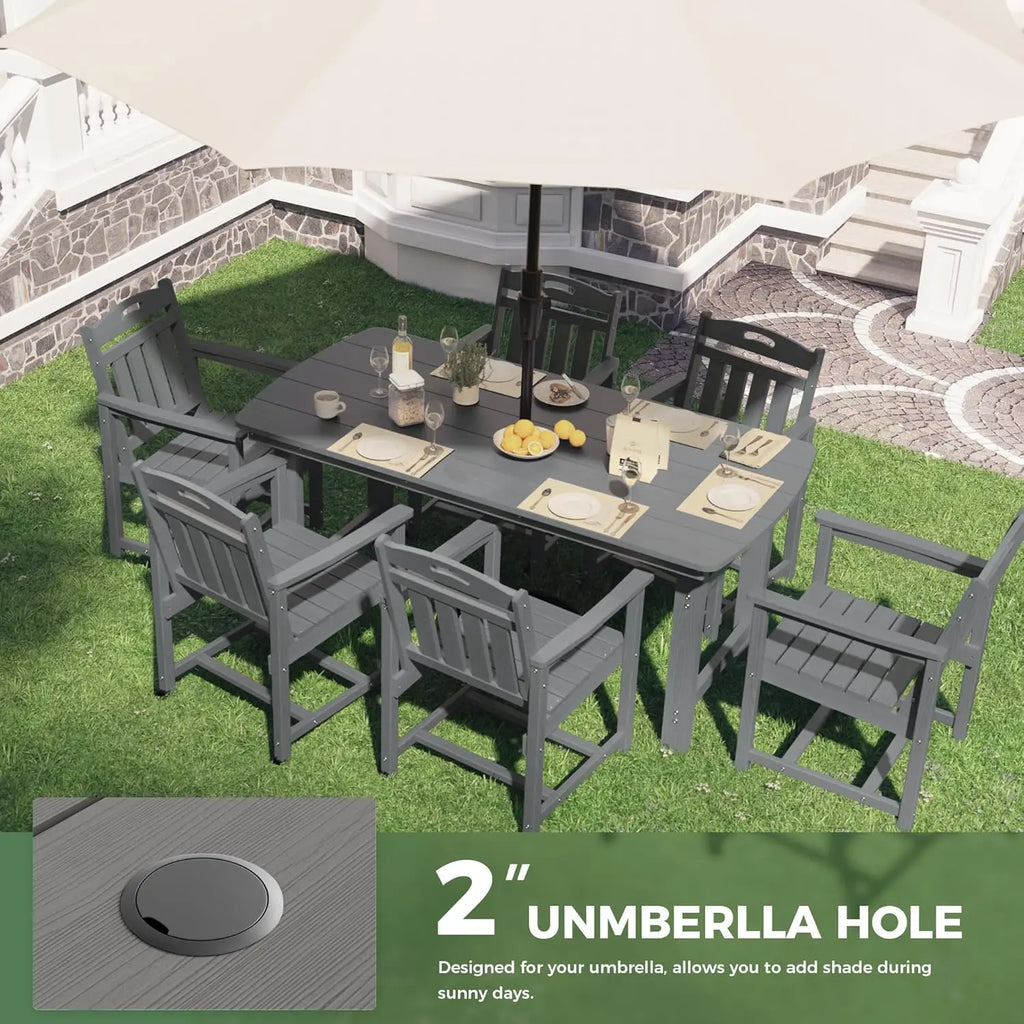 Outdoor Patio Dining Set with Table & 6 Chairs, All-Weather