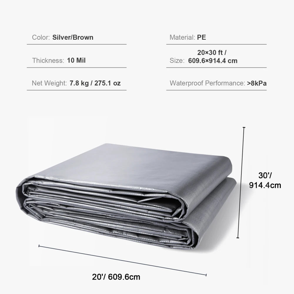 Tarp 20x30 ft, Plastic Poly Tarp Cover