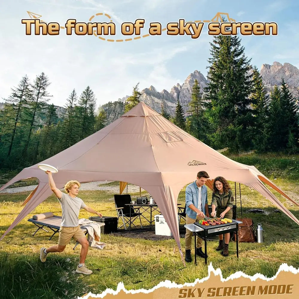 4-Season Waterproof Yurt Tent with 8 Mesh Windows, Removable Floor