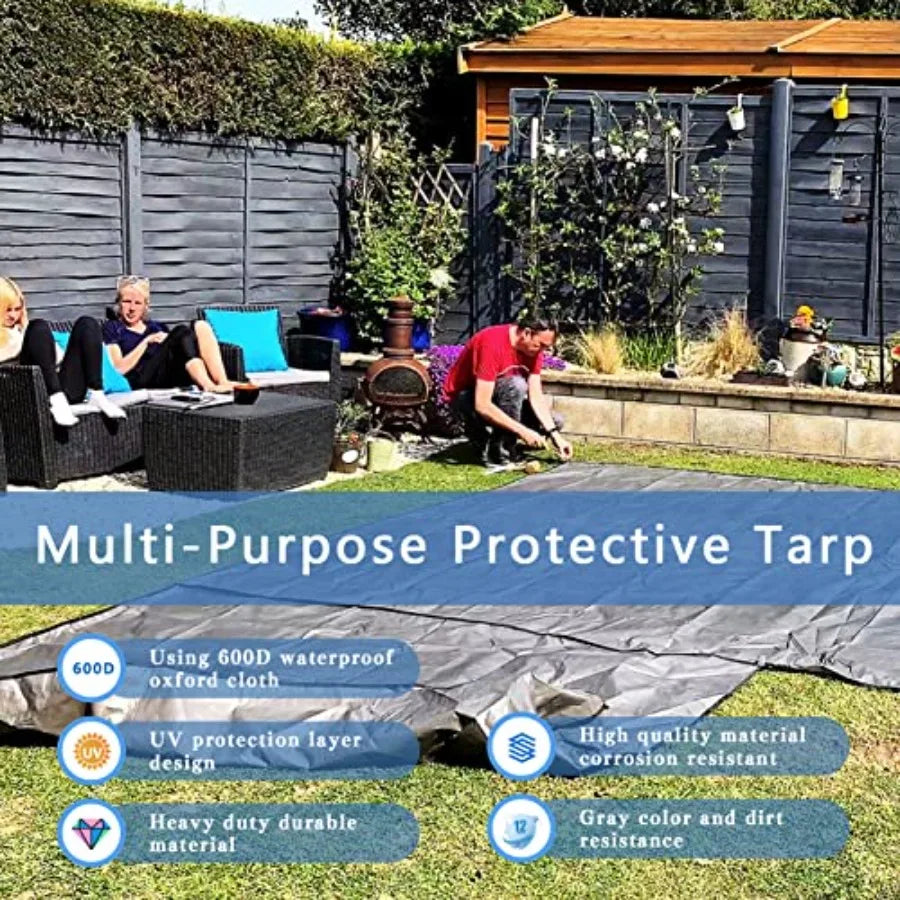 20 Mil Black Waterproof Tarp 7×12ft Heavy Duty Canvas Cover
