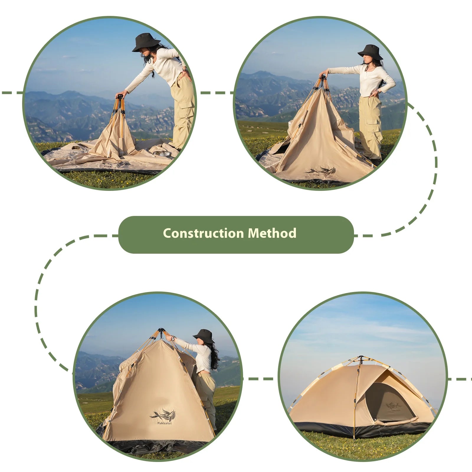 Instant Golden Tent - Portable 3-4 Person Sun & Rain Shelter