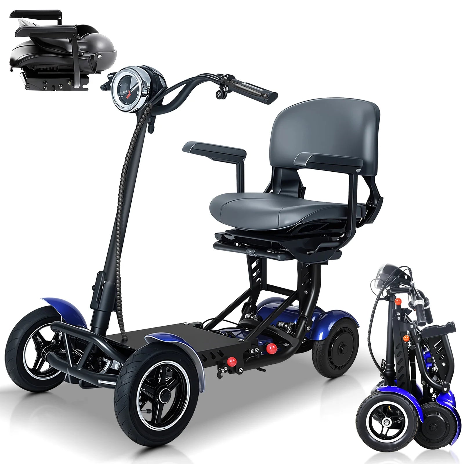 4-Wheel Folding Electric Scooter for Seniors, 750W Motor 36V15.6AH Battery