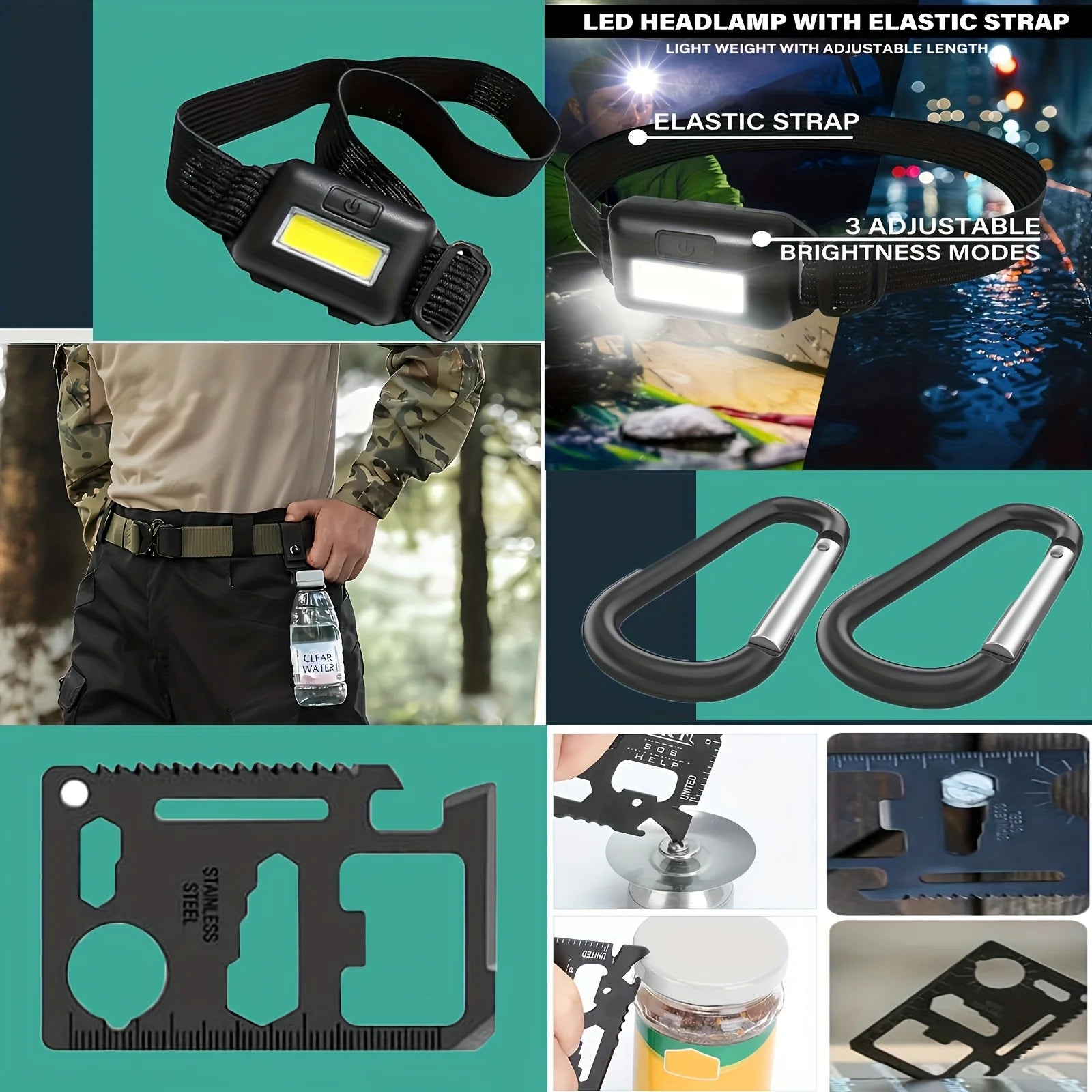 Survival Gear Kit, 20-in-1 EmergenT Equipment