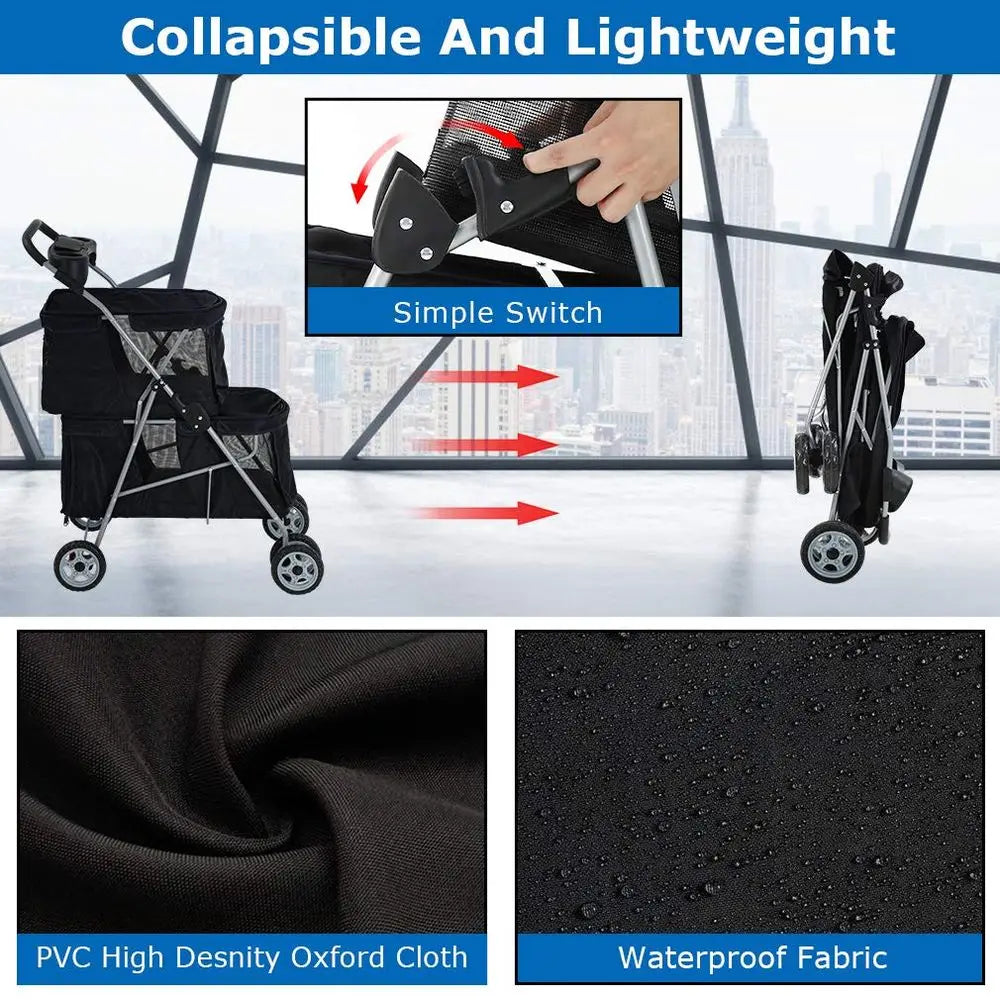 Folding Stroller for Small Medium Dogs Cats