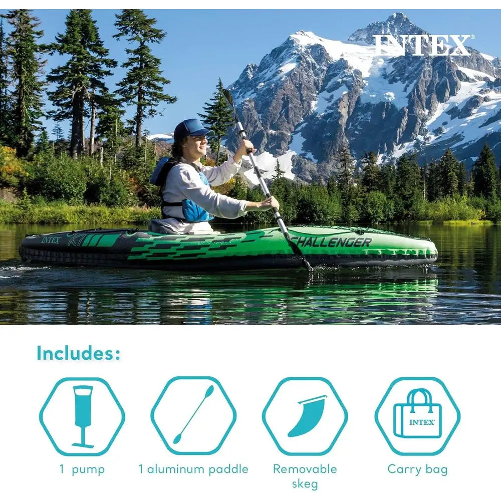 Inflateable Kayak with 86in Paddles and High-Output Pump – SuperStrong PVC – Adjustable Seat with Backrest