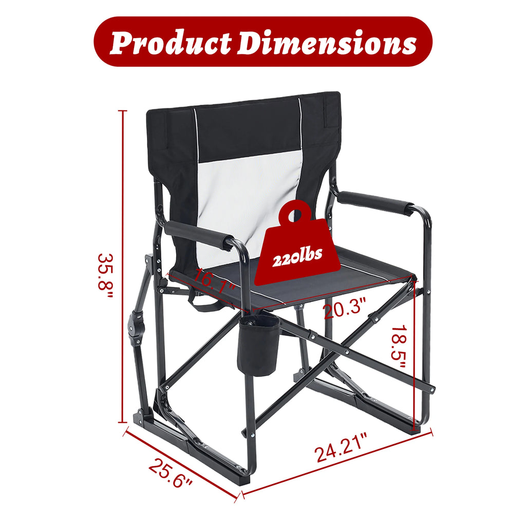 Folding Rocking Chair Portable Camping Patio Lounge Chair