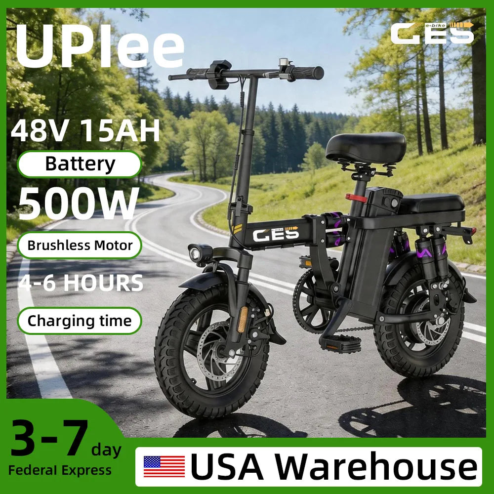 Folding Adult 500 Watt Electric Bike with 48V 15AH Removable Battery
