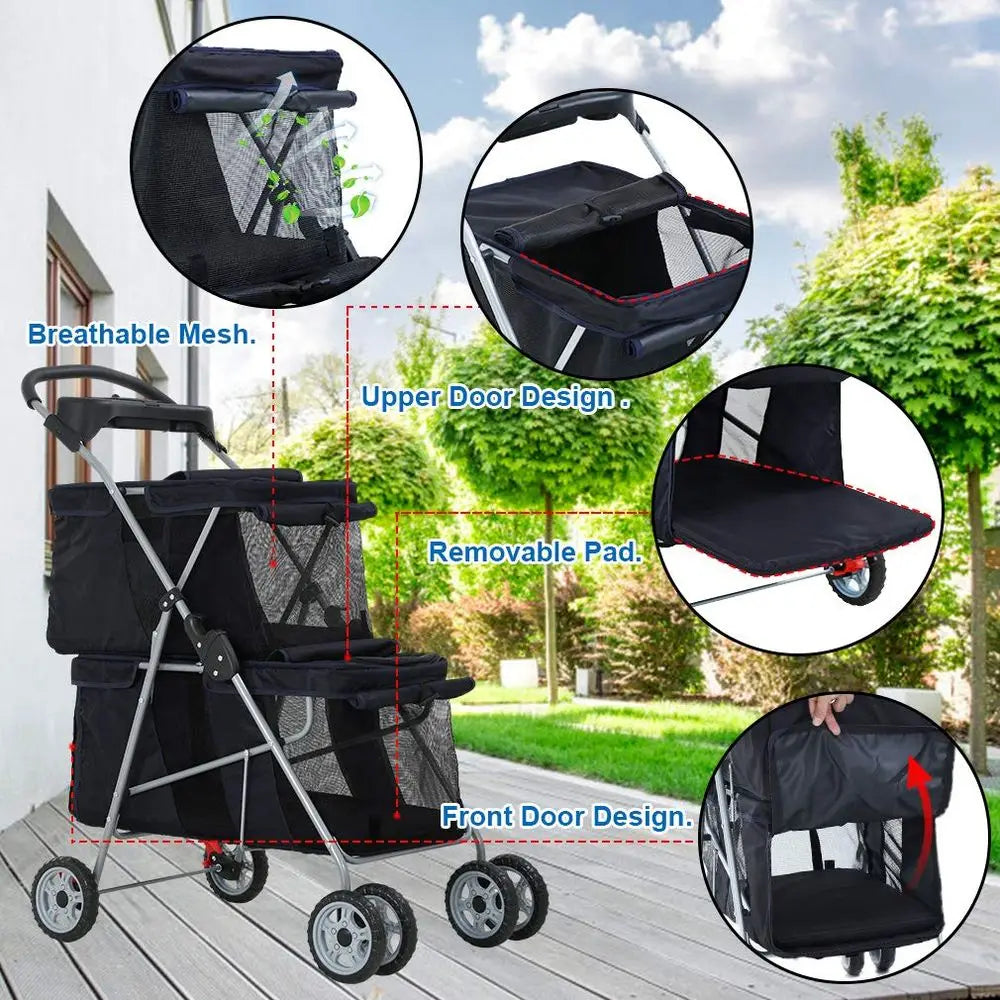 Folding Stroller for Small Medium Dogs Cats