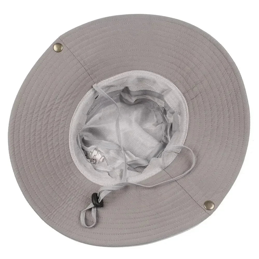 Summer Men Bucket Hat Outdoor UV Protection Wide Brim Panama Safari Hunting Hiking Hat Mesh Fisherman Hat Beach Cap 2035