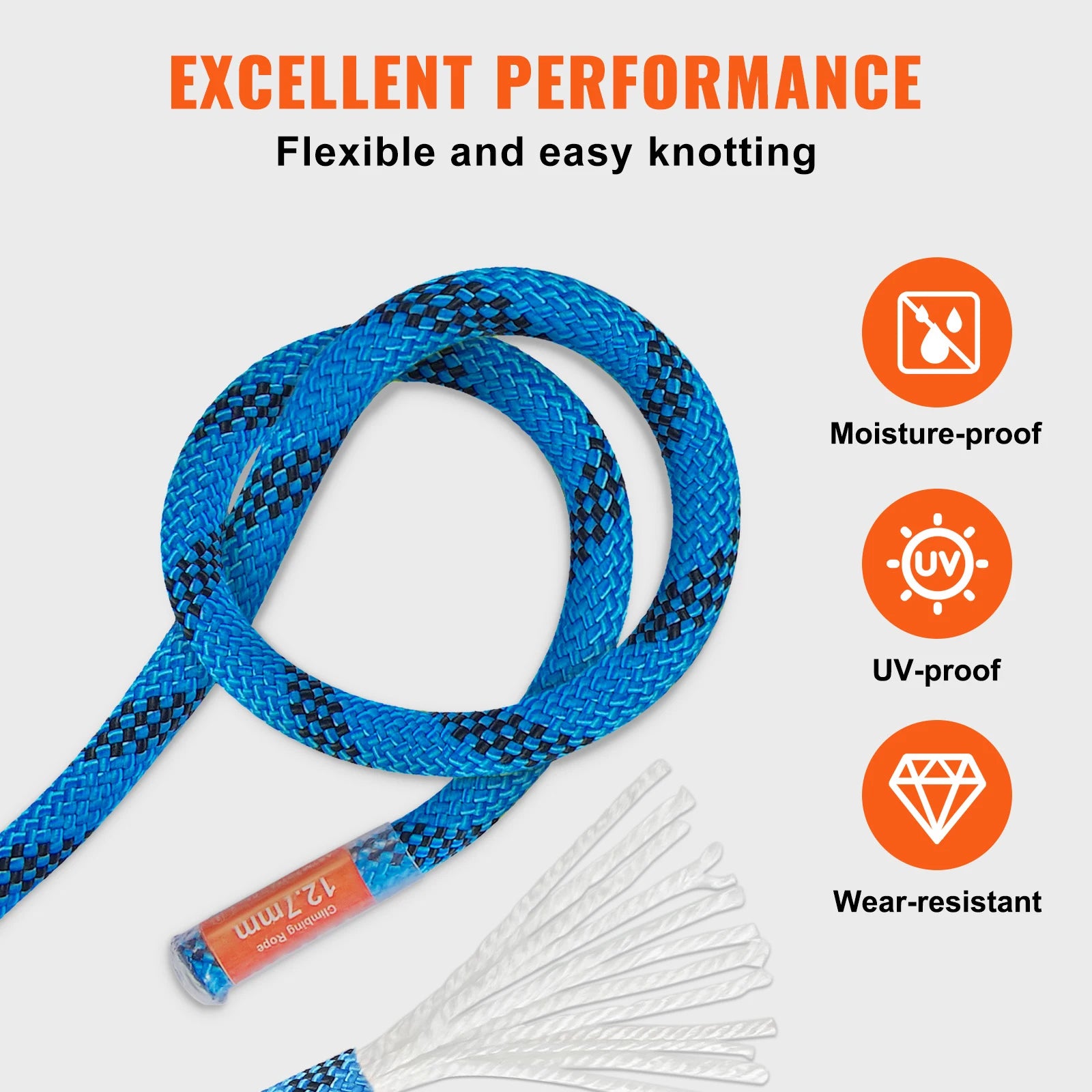 12.7mm Static Outdoor Climbing Rope 30KN Breaking Tension