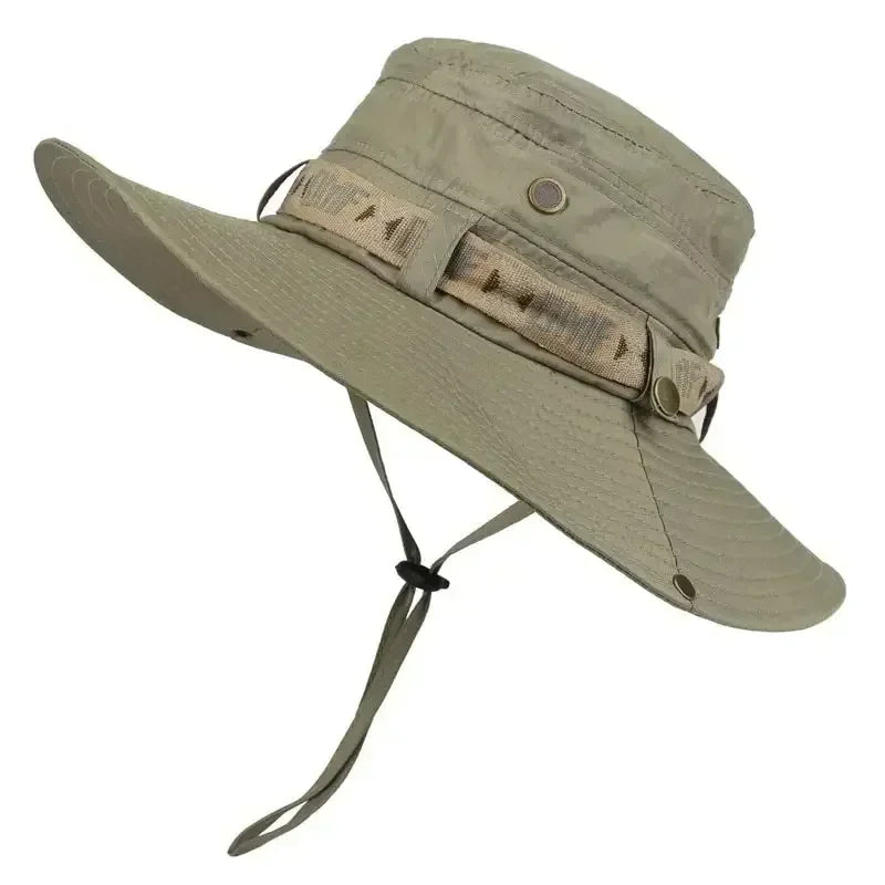 Summer Men Bucket Hat Outdoor UV Protection Wide Brim Panama Safari Hunting Hiking Hat Mesh Fisherman Hat Beach Cap 2035